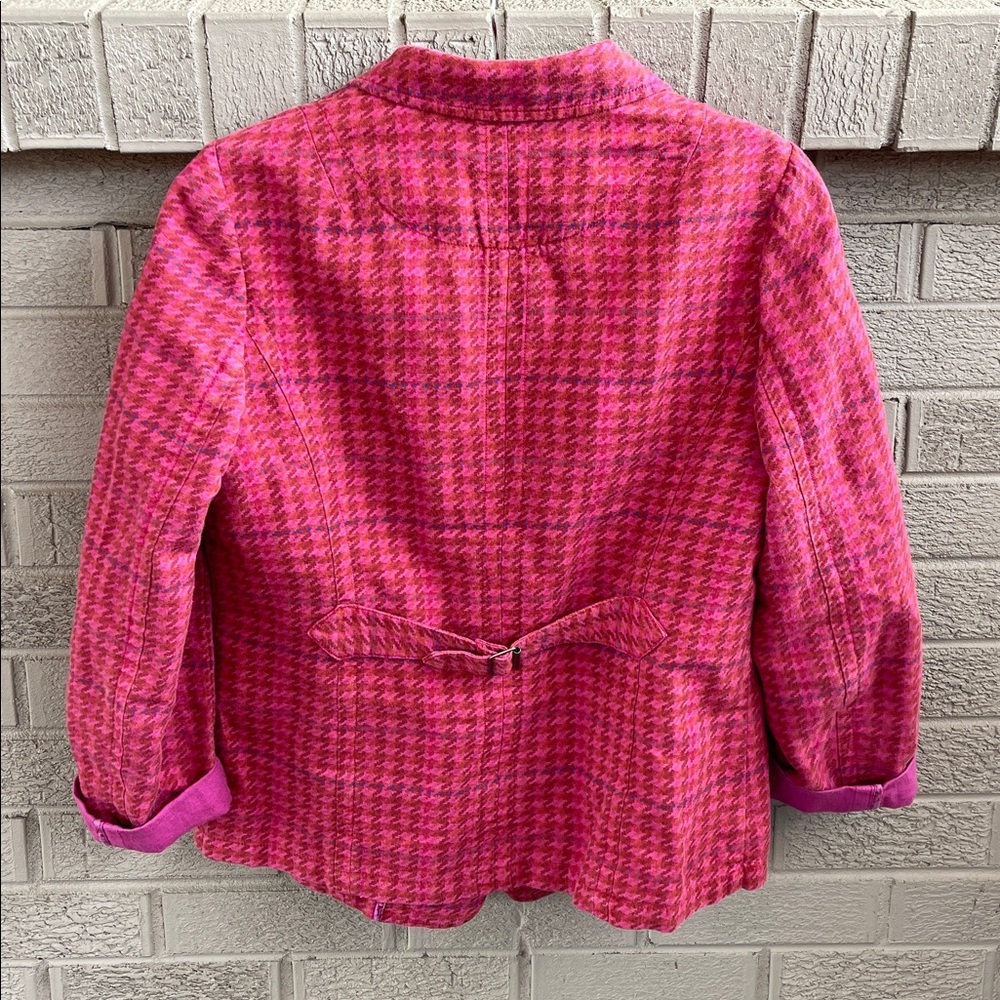 Sundance Pink Houndstooth Women's Linen Blend Blazer - Picture 2 of 6